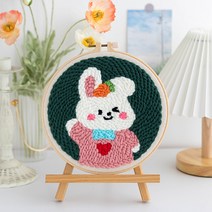 보람창고 펀치 니들 자수 패키지 DIY 취미 세트+펀치니들바늘+부자재 모두포함, 108.하트 토끼