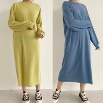 베리 원피스)롱원피스 박시 루즈핏 도톰한면 면원피스 오버핏 임산부복 이지웨어 홈웨어 박스원피스 무지