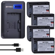 소니 카메라 배터리 2pcs np-fh50 np-fh30 np fh50 + lcd usb 충전기 hx1 hx100 a230 a290 a330 a390 cx100e cx500e, 4개 세트