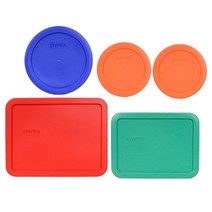 파이렉스 Pyrex 번들 - 5개 품목: 2 7200-PC 2컵 오렌지 뚜껑 1 7201-PC 4컵 카뎃 블루 7210-PC 3컵 라이트 그린 7211-PC 6컵 레드, 단일사이즈