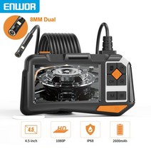 고성능 ENWOR 45 인치 산업용 내시경 듀얼 카메라 IPS 스크린 세미 리지드 케이블 IP68 방수 렌즈 검사 보어스코프 55mm, [02] Dual 8mm, 02 Dual 8mm_02 5m