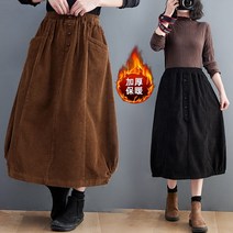 키작녀스커트 항아리치마 여성 롱 미디 벌룬 두꺼운 코듀로이 밴딩 스트라이프 벨벳 꽃