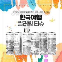 슬림티슈 6P 한국여행 컬러링티슈 휴대용티슈 프리미엄 차량용 티슈, 상세 설명 참조, 구성:한국여행 컬러링 6P