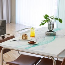 폴라도레 방수 PVC 가죽 식탁보 4인 6인용 빈티지 테이블보, 3.4인용(130x80cm), 15.추상라인