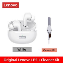 블루투스 이어폰 100 오리지널 lenovo lp5 무선 이어 버드 마이크 헤드폰이있는, 흰색 fc 클래트 키트