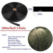 정원 물 호스 투명 비닐 분수 나선 점적 천막 원예 화분 가든 연결 고압 얇은 부드러운 스프레이 테이프 농장 작 관개 스프레이 드립 테이프 야채 급수 플렉스 튜브 라인, 3홀 테이프, 30미터(99피트)