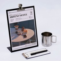 카페 식당 네일샵 스탠딩 메뉴판 테이블 가격표 자석 A4 L자 다용도 인테리어 보드, 검정(1315)