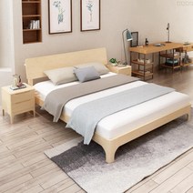 100% 소나무 가성비 원룸 자취생 diy 조립식 원목 침대 프레임 퀸 킹 사이즈, 화이트 세트 5cm 코코넛브라운 매트리스