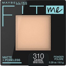 메이블린 핏 미 매트 + 포어리스 프레스 페이스 파우더 메이크업 & 세팅 파우더 반투명 1개입, Sun Beige