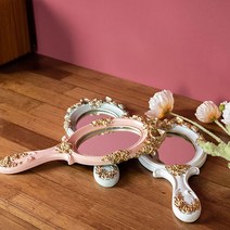 골드리본 장미 손거울 3종 마블 장식 인테리어 소품 디자인 아이디어 상품, 핑크