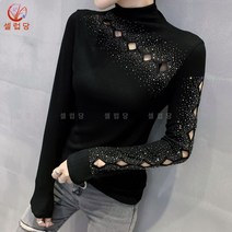 셀럽당 여성 티셔츠 가을 겨울 패션 스키니 위에목폴라 긴팔 레깅스