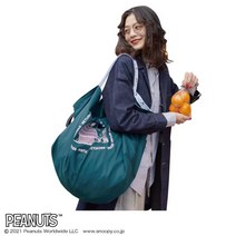 귀여운 블루 스누피 방수 대용량 접이식 휴대용 가방 토트백 장바구니