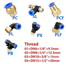 공압 에어 커넥터 피팅 PCPCFPLPLF 4mm 6mm 8mm 스레드 18 