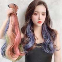 롱 컬러 그라데이션 헤어피스 브릿지 붙임머리 여성가발, DDB_애쉬블루, DDB_상품선택