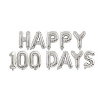 HAPPY-100DAYS 풍선 실버 / 이벤트 기념일 파티풍선 생일 용품 소품