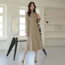 DRO047 절개 버튼 포인트 롱 원피스
