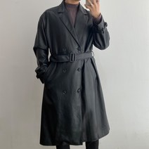 시벨롬부티크 오버핏 가죽 바버 레더 커플트렌치코트 4size 트렌치