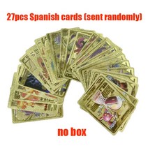 포켓몬 메탈 카드 팩 Vmax 케이스 Mew GX Box Gold Silver Charizard Spanish Set Eevee Letter Black English Pikachu, Spanish 27pcs gold, CN