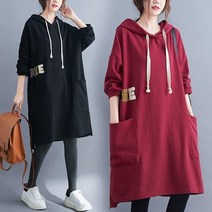 L.ONLINE SHOP봄가을 빅사이즈 맨투맨 후드 롱원피스 빅사이즈 후드티 후드집업 후드코트 힙합패션