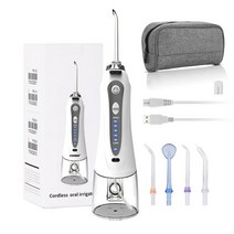 물치실 치간 세정기 워터 치실 픽 무선 구강 세척기 가정용 스케일링 new 3modes 300ml 휴대용 물 usb 충전 전기 제트 이쑤시개, 흰색