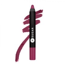 SUGAR Cosmetics Matte As Hell 크레용 립스틱 15 스테파니 플럼 (플럼 모브) 샤프너 고발색 크리미 텍스처 오래 지속되는 매트 마감, 32 미스 로사 (더스키 로즈)