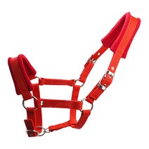 Royalways 연약한 덧대 진 조랑말 말 고삐 굴레 Headstall 머리 고리 말 승차 안정, 레드 M, 1개