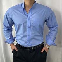 차이나 남자 와이셔츠 블루 노타이 메노모소 1014 헨리넥