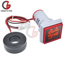 110v 220v ac 디지털 전압계 전류계 50-500v 0-100a 사각형 원형 전압 전류 측정기 자동차 전압 테스터 테스트 게이지 앰프 감지기, 스퀘어 레드