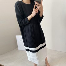 마이시즌 여성용 헤이즐 주름 배색 원피스