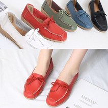 벨루치슈즈 여성 천연가죽 끈 리본 키높이 3cm 발편한 엄마 중년 로퍼 단화 컴포트화