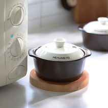 힐링요 도자기 미니 냄비 1인분 전자레인지 용기 계란찜기 뚝배기