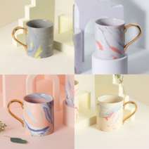 까사무띠 골드 마블 핸들머그 350ml (4color), 바이올렛, 1개