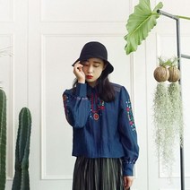 앞머리 로맨틱 컬러 플라워자수 블라우스n819