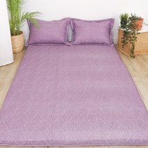 접이식 누빔 요커버 요솜세트 바닥깔개 (1/2/3인용), 퍼플, 퀸3인(요커버+요솜)