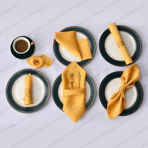 12pcs Hemstitched 광장 냅킨 30x30cm 새틴 칵테일 냅킨 부드러운 주방 저녁 식사 냅킨 파티 웨딩 테이블 천, yellow
