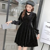 가바바 여성 원피스 벨벳 스카프 포인트 시크한 느낌의 데일리 미니원피스 G28755