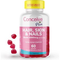 미국직구 Image Plus 스킨 & 네일 젤리 - 스트롱 비오틴 VITA C D3 E 비타민 - 비건 서플먼트 - 젤라틴 프리 - 60개, 수량, 상세참조