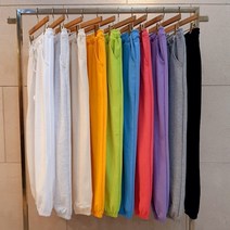 [노멀쉐이크] 남자 하늘색 조거트레이닝 남녀공용 형광색 특양면 밴딩 조거바지 커플바지 봄 트레이닝복