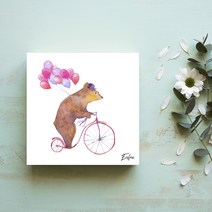 아란아트 귀여운일러스트그림액자 코끼리그림 부엉이그림 아이방꾸미기, 04 자전거 타는 곰