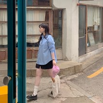 [리얼핏]튜릿 반오픈 포켓 셔츠 69361 빅사이즈 여성의류