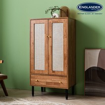 잉글랜더 피치 원목 라탄 600 높은 장식장, 고무나무