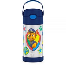 THERMOS 아동용 펀테이너 스테인리스 스틸 진공 보온 빨대 텀블러 12 oz 퍼플 하트, 12 Ounce, Blue Paw Patrol