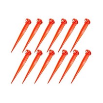 Lifstar 27.9cm11인치 12피스 텐트 페그 정원 말뚝 내구성이 뛰어나고 강한 플라스틱 해변 매트 캠핑 비치 파라솔 하이킹 풍경 오렌지 자외선 차단