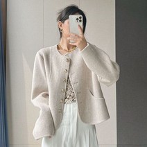 트위드 자켓 하객룩 LUSAHIKI Causal Solid Fashion Woolen Women Coat Korean Autumn Winter Elegant Jacket Chic