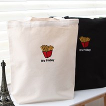 감자칩자수 에코백 숄더백 보조 학원가방 캔버스백