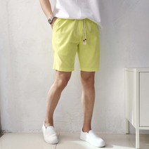 미르미르 남자 여름 린넨 스판 5부 밴딩 마 반바지