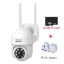 xiaovv smart p1 야외 카메라 2k 1296p 270 ° ptz 회전 wifi cctv 웹캠 휴머노이드 감지 방수 보안 카메라 mi home, eu 32g 카드