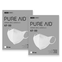 [퓨어에이드 플러스] KF-99 새부리형 100% 국산소재 국내생산 식약처허가 (대형)(화이트), 100매(5매지퍼백포장)