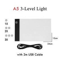 LED 조명 그래픽 패드 드로잉 복사 보드 전기 그림 태블릿 어린이 교육 미술 완구 A4 A5 3 단계 밝기 조절, [05] A4 3-Level Light