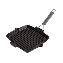 독일 스타우브그릴팬 461295 Staub 1202123 Grill Rectangular Pan with Red Silicone Handle 24 cm 블랙, 1 handle